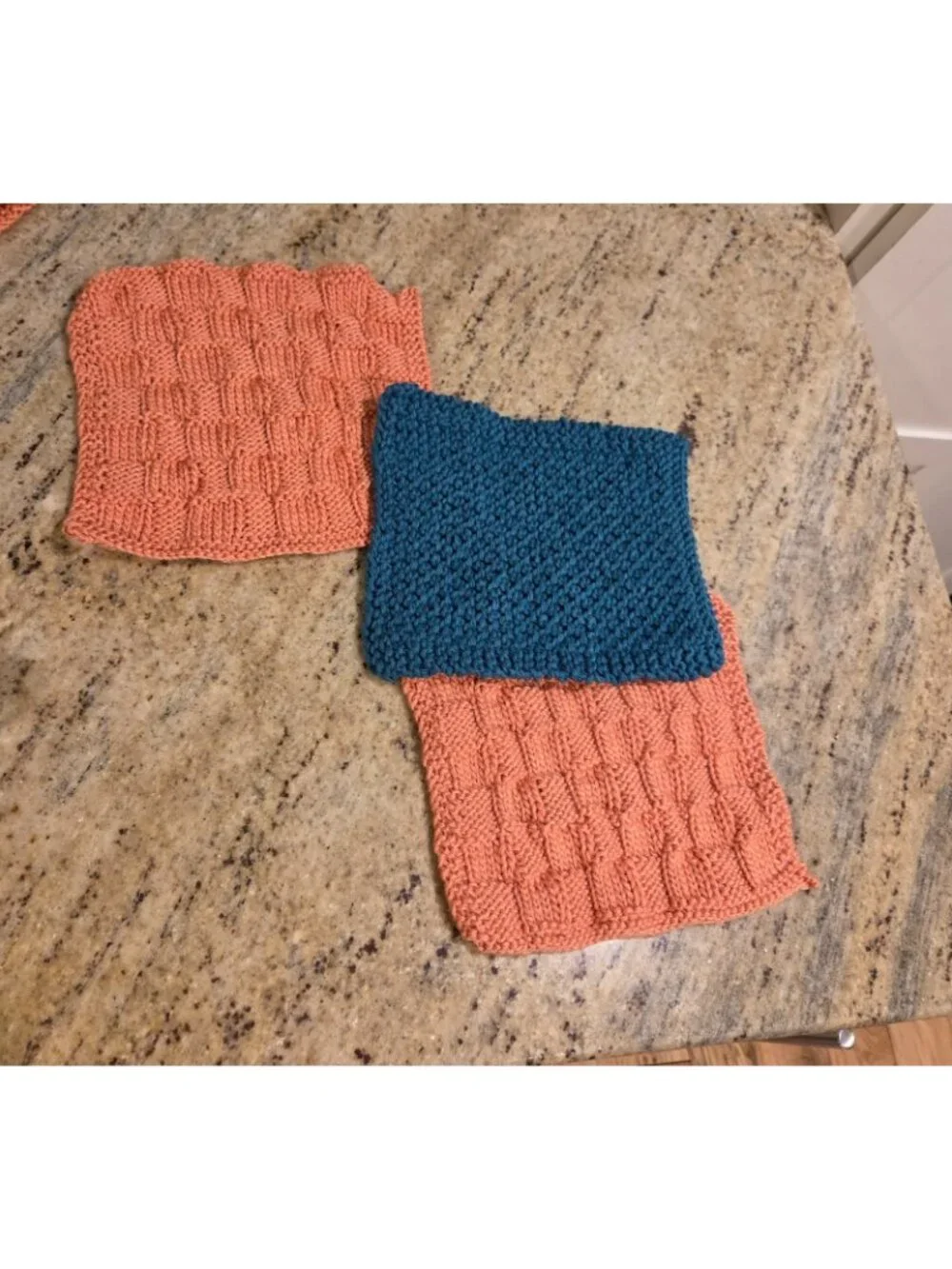 Lot of 3 Florida Colors Miami Teal Orange 100% Cotton Dishclothes Dolphins Knit